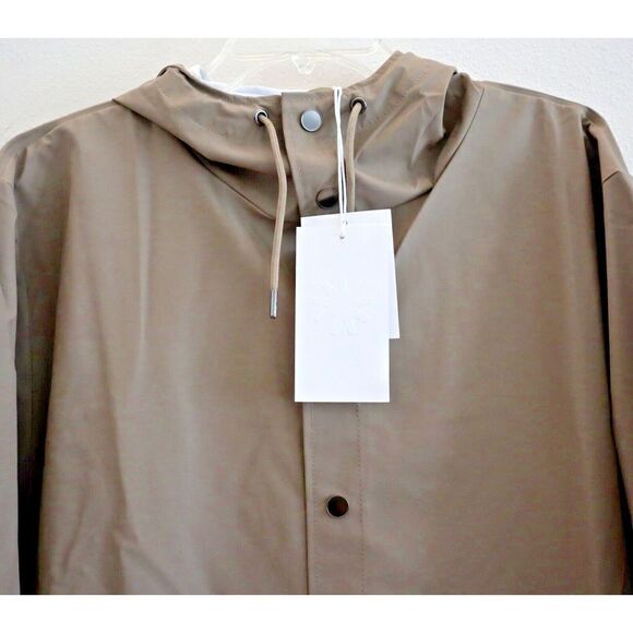 RAINS 12020 Unisex Sz XL Taupe Long Waterproof Jacket - Picture 5 of 8
